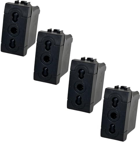 Voltix Set di 4 Prese Elettriche da Muro Bipasso Bivalente 2P+T 16A, Compatibili con Bticino Living Light e Living International, Alta Qualità (4 Pezzi Presa Bipasso)