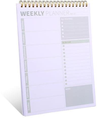 Thboxes Undated Weekly Planner Pad, 52 Sheets To Do List Pad Desk Planner Meal Planner for Study Work Menu, 100GSM Thick Paper, 25 x 17 cm, 1 Year of Use