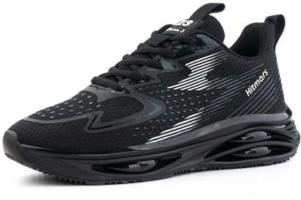 Trainers Mens Running Shoes Sports Sneakers Mens Walking Shoes Lightweight Gym Shoes Breathable Trainers for Men Air Cushion Casual Jogging Shoes Black White UK 8.5