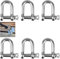 Schäkel D-Form, 304 Edelstahl D-Ring-Schäkel, D Schäkel Edelstahl, M8 Edelstahl Schäkel, D Schäkel,D Ring Schäkel Gerade, für Takelage Stahlseil Kordeln Ketten Schäkel,6 Stück