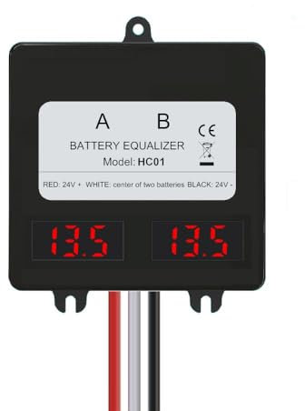 Batterie Balancer 24V, 2 x 12V Battery Equalizer, LED Display Digitalanzeige Batterie Ladungsausgleicher Ausgleichslader, für Solar System für Lithium-Blei-Säure-Batterie