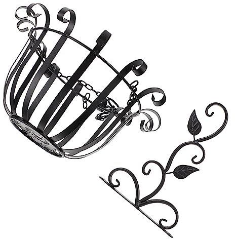 FUNOMOCYA Modernes Und Elegantes Wandbehang-Set Für Den Garten Eisenhandwerk Hängekorb Für Grüne Pflanzen Mit Halterung Für Die Inneneinrichtung