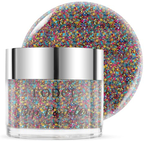 EODCI Glitter Colorful Dip Powder Color, Rainbow Nail Dipping Powder French Pro Collection System Nail Art Starter Manicure Salon DIY, Odor-Free&Long-Lasting, No Needed Nail Lamp Curing, 1 Oz