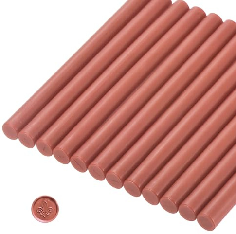 sourcing map 12 Pcs Dark Red Cylinder Sealing Wax Stick Glue Gun Wax Seal Rod Craft Adhesive Waxing for Letter Seal Wax Stamp,Wedding Invitations, Packaging Decoration