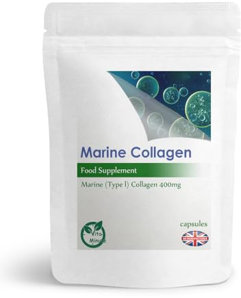 Marine Collagen 400mg Capsules - Healthy Skin, Hair, Joints Support, Natural Anti Ageing Properties (Type I) (Pack of 90)