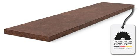HausFux studioLINE MDF-Innenfensterbank nach Maß - 1,8 cm stark, melaminbeschichtet, mit ABS-Kante - Made in Germany - individueller Zuschnitt (Ceramico Rost, T x L | 35 x 100 cm)