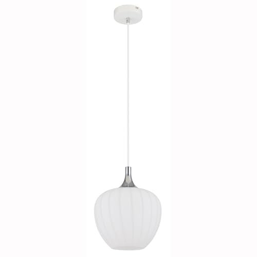Pendelleuchte Hängeleuchte Esszimmerlampe Glas weiß opal gemustert verchromt E27