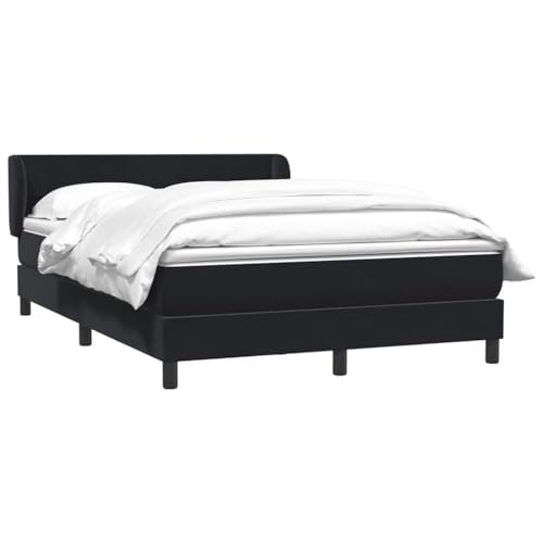 vidaXL Boxspringbett mit Matratze Dunkelgrün 140x210 cm Samt, Bett, Bettrahmen, Doppelbett, Schlafzimmermöbel, Lattenrost, Samtbett, Polsterbett