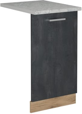 Vicco Geschirrspülblende R-Line, Geschirrspüler Fronttür, Schwarz Beton, 45 cm, AP Marmor