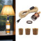 WPQIUZS Portalampada per Bottiglie, E27 Porta Lampade con 240CM Corda di Canapa Cavo e con 3 Tappi di Legno, Kit Lampada per Bottiglie, DIY Decorativo Lampada da Tavolo per Bottiglia Lampada di Vino