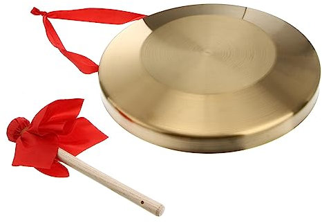 PartyKindom Traditioneller Chinesischer Handgong Satz 32cm Mit Spielhammer Roter Operngong Aus Metall Tragbares Percussion Instrument Für Kinder Und Musikunterricht