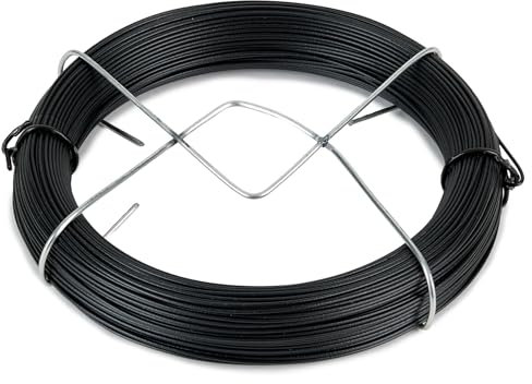 Flandria Filo di ferro plastificato nero, 0,8 mm x 50 m, filo di fissaggio per fiori, giardinaggio, fai da te