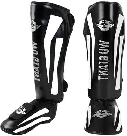 Snovire Schienbeinschoner Kickboxen, Verstellbare Extra Dick Beinschützer mit Ristschutz, Profi Schienbeinschoner Spannschützer für Muay Thai, MMA, Boxen, Kickboxen (Schwarz, L: 160-185 cm (KGr.))