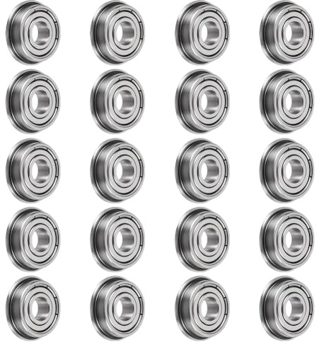 AHANDMAKER F695ZZ 20 Stück Flanschkugellager Innendurchmesser 5mm X Außendurchmesser 13mm X Breite 4mm Doppelt Metallgeschirmte Stahllager Für Rasenmäher Schubkarren Windwill Wagon Wagen