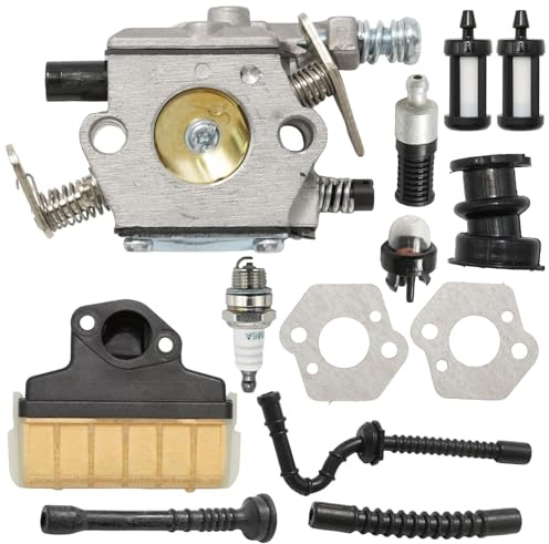 Hoypeyfiy Vergaser Kit mit Dichtung Luftfiltergehäuse Benzinfilter Zündkerze Ersatzteile Carburetor Zubehör, Ersatz für STIHL 021 MS210 023 MS230 025 MS250 Kettensäge
