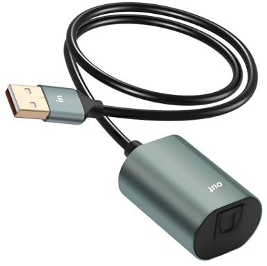 CERRXIAN USB A to Toslink Optical Audio Adapter, Male USB A 2.0 Input to Female SPDIF Output Fiber Optic Converter for Laptop Computer PC - 7.87inch
