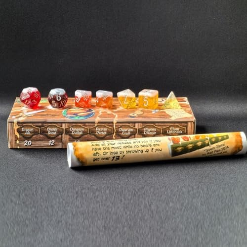The Tavern Trinkspiel, polyedrisches Bierwürfel-Set für Trinkspiel oder RPG-Spiele (7-teiliges Taverne-Set)