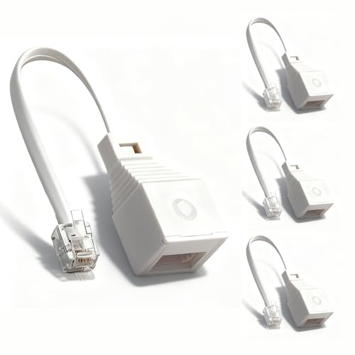SHENYI 4 Pack RJ11 To BT Socket Adapter,4 Wire Female Converter,10cm Cable Length,6P4C Compatible With Landline Phones, Modems, Routers, Printers,Fax Machines