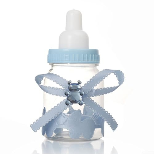 24 Stück befüllbare Babyparty-Flaschen mit Süßigkeitenbehälter für Partyspiele und Dekorationen in Rosa und Blau (D)