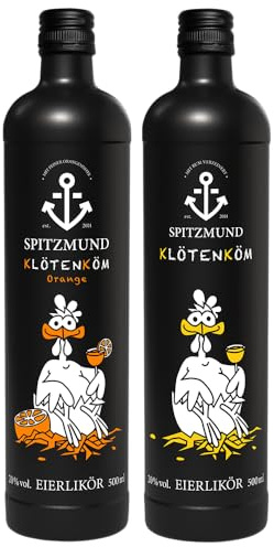 SPITZMUND Klötenköm Eierlikör Set 2x 500 ml | cremiger Eierlikör mit Vanille & Klötenköm Orange mit feiner Orangen-Note | jamaikanischer Rum | laktosefrei, glutenfrei | Geschenkidee | 20% vol.