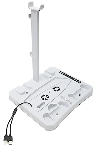 PS 5 PS 5 VR2-Ständer und Kühlstation, multifunktionale VR2-Headset-Controller-Ladestation, abnehmbare Halterung, Konsolen-Kühlständer, Dual-Ladestation, 2 USB-Hub