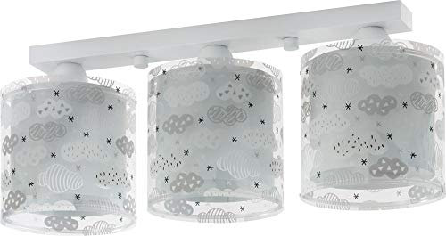 Dalber Kinderlampe Deckenleuchte,Kinderzimmer Deckenlampe 3 Lichter Clouds Wolken Grün Clouds Wolken Grau kinderzimmerlampe, 51 x 15 x 20.5 cm