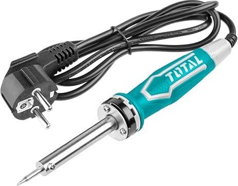 TOTAL - Soldador Eléctrico de Punta Recta de Cable con Potencia de 60 W - Calentamiento en 3-5 minutos - Incluye Soporte - 220-240 V - Adecuado para Manualidades