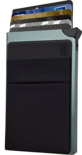 Porte Carte de Crédit Aluminium + 2 Pochettes RFID Inclus – Système Anti Chute de Carte – Protection Carte Bleue sans Contact – Sécurité Anti piratage – Idée Cadeau Homme et Femme – Gris