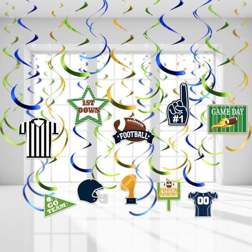 Blulu 30 Pieces Football Hanging Swirl Decorations Football Theme Party Ceiling Decorations, American Hanging Swirls for Game Day Sport Game Party Supplies