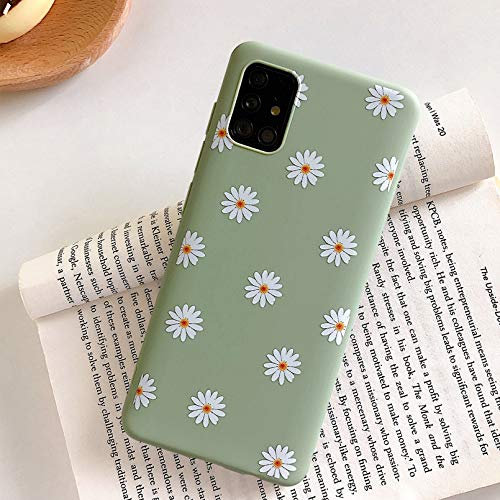ZTOFERA Samsung Galaxy A21S Hülle TPU Matte Backcover Gänseblümchen Muster Schutzhülle Slim Leicht Schutzhülle Grün