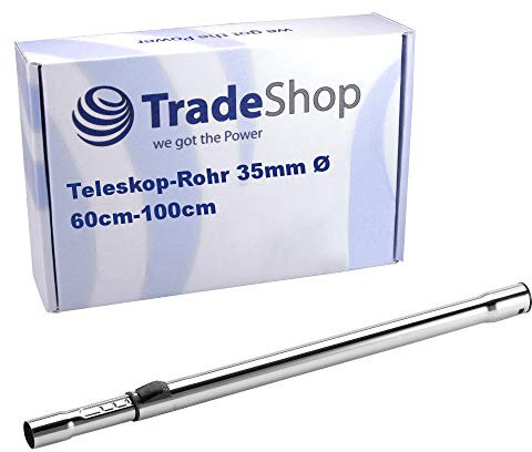 Trade-Shop Universal Teleskop-Rohr für 35mm Ø Staubsauger/Ersatz Rohr Staubsaugerrohr, längenverstellbar 60-100cm, verchromt