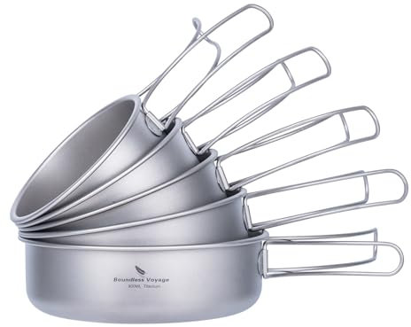 Boundless Voyage Set di ciotole in titanio con manico pieghevole per campeggio all'aperto portatile piatti da esterno piattini stoviglie Ti1096T