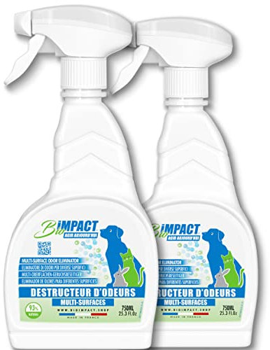 Eliminador de olor de orina de gato, 2 x 750 ml, todas las superficies, no repelente, aerosol enzimático para mascotas