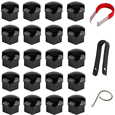 20 StüCke 17mm 19mm Radmutterkappen Reifenmutternabdeckungen FüR KIA Rio K2 Sedan Hatchback, Universal Nut Abdeckkappe Schraube Auto Mutter Covers Bolt Radkappen,BLACK-19MM