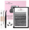 Glowing Win Einzelne Wimpern Extensions Set DIY Cluster Lashes Kit mit Lash Bond and Seal and Pinzette Individual Fake Lashes Extension 144PCS Wimpernverlängerung 8-16mm Natürliche Künstliche Wimpern