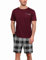 Ekouaer Ensemble Pyjama pour Hommes avec T-Shirt et Short Pyjama Homme Court Loungewear, Rouge Foncé/Carreaux, XXL