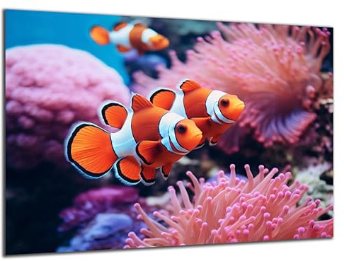DARO Design - Wand-Bild 6mm HDF 40x30 cm Unterwasser 2 Anemonen-Fische - Wand-Deko Bilder Wohnzimmer