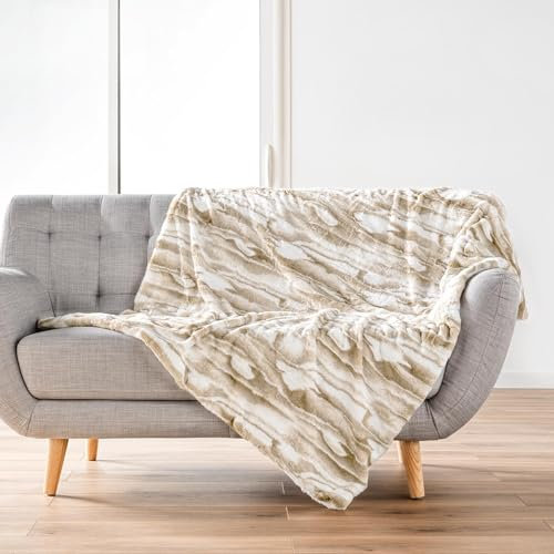 Douceur d'Intérieur, Plaid (180 x 220 cm) Cheyenne, Imitation Fourrure/Sherpa