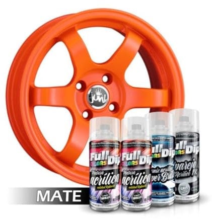 AutoFullCar Felgen-Pack - Full Colors by Full Dip - Permanente Acrylfarbe - Sprühformat 400 ml/u. - Enthält Sprühlack, Farbe und Lack, glänzend oder matt (matt orange)