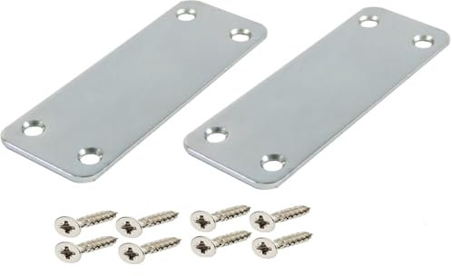 2 pcs x Kitchen Door - Door and Drawer Jointing Connecting Steel Plates, Flat Brackets for Furniture Repair and Reinforcement + Screws