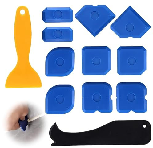 12 Pcs Silicone Seam Tool Kit, Reusable Caulking Smoothing Tool for Silicone and Acrylic Joints in Kitchens, Bathrooms, Etc.