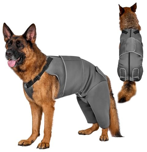 OneTigris Hundebody Nach OP, Hundebody Nach Kastration Rüde mit Verstellbaren Riemen, Weich Leckschutz Hunde für Rüde Oder Hündin, Body Hund für Kleine/Mittlere/Große Hund (XL)