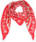 Damen Musselin Halstuch Made in Italy mit Leo Love Happy– Leichtes Dreieckstuch für Frühling & Sommer, Baumwolle, ca.195x85 cm (Love Rot)