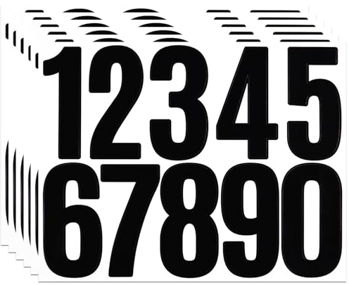 BINLINHONGO 60 Large Number Stickers, Self-Adhesive Vinyl 0-9 Black Number | Sticker Decals for Mailbox, Doors, Trucks, Classroom Decor and Outdoors 6 Sheets 3 Inches