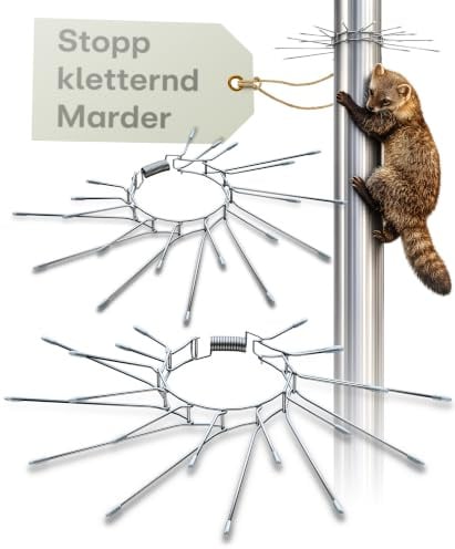 Praknu 2er Marderschutz Fallrohr verstellbar bis Ø 12 cm – Edelstahl Spikes | Dicht gesetzt, witterungsbeständig & tierfreundlich, Marderabwehrgürtel gegen Marder am Regenrohr, langlebig