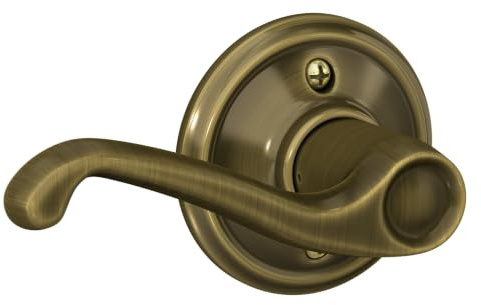 SCHLAGE Flair Non-Turning Dummy Door Handle, Right Handed, Antique Brass