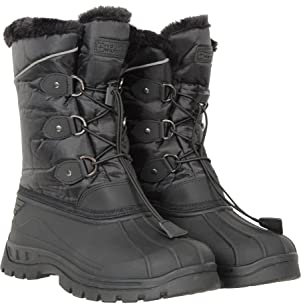Mountain Warehouse Whistler Schneestiefel für Kinder - Schneedicht, warm, atmungsaktiv, strapazierfähige und griffige Sohlen, winter Schwarz Kinder-Schuhgröße 36 DE