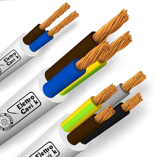 ELETTROCAVI K - CAVO ELETTRICO H03VV-F 3G0,75 mm² BIANCO TRIPOLARE 3 POLI SIMILGOMMA GOMMATO FLESSIBILE CPR ECA PROFESSIONALE MADE IN ITALY 10 METRI