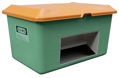 CEMO | Streugutbehälter aus GfK | Volumen 400 l | mit Entnahmeöffnung | Behälter grün