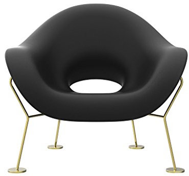 Qeeboo 60001BL-BR Pupa Poltrona da Interni, Polietilene, Nero, 87x78x84 cm